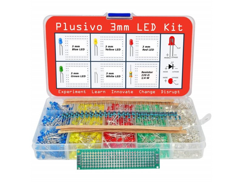 Plusivo 3mm Diffused LED Diode Assortment Kit