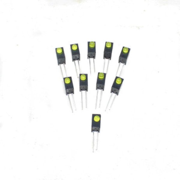 Yellow 3MM Single Hole LED Light Holder with Light (Pack of 10)