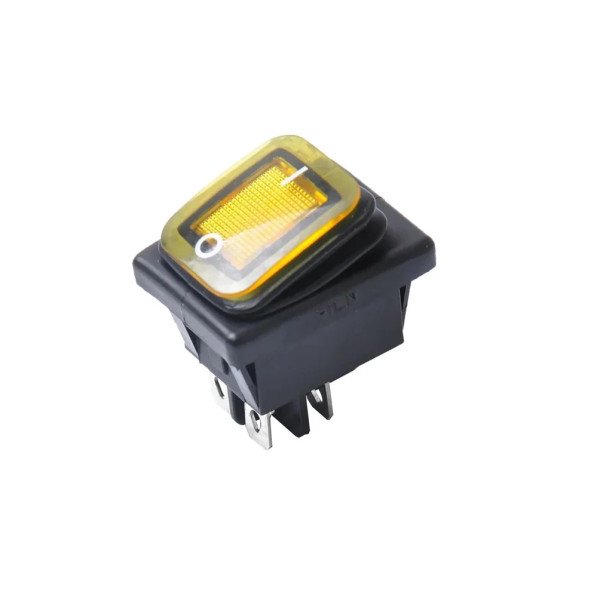 4 Pins 250V 12V UL Illuminated 30A Rocker Switch – Yellow