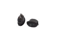 KCD1 10Amp Round Rocker Switch 2 Pin ON-OFF Black Button Black Housing (Pack Of 2)