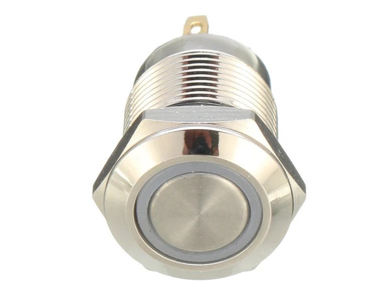 12mm 12V Ring Light Self-Lock Non-Momentary Metal Push-button Switch-Blue Light