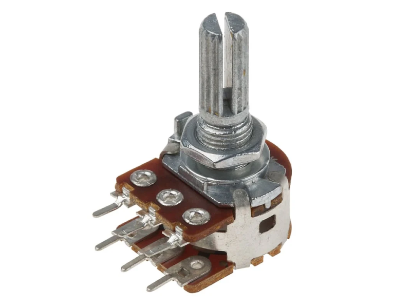 47K Ohm Rotatory Potentiometer  Dual Gang 6 Pin  6mm Metal Round Shaft (Pack Of 2)