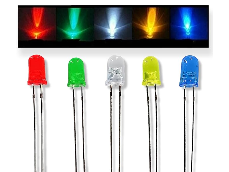 LED Round Shape Through Hole Blue Red Yellow Green & White 5mm (Pack of 50)